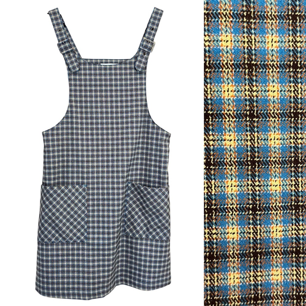 Twik Plaid Apron Mini Dress / Overall Mini Dress - Size XS
